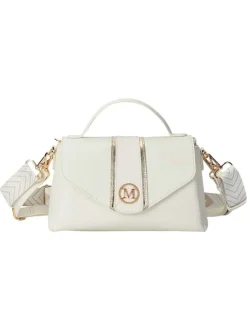 Mini sac à main blanc uni avec une anse et 2 bandoulières ajustables