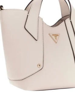 Mini sac à main écru pourvu d'une petite pochette amovible intégrée