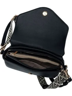 Mini sac à main noir uni avec une anse et 2 bandoulières ajustables