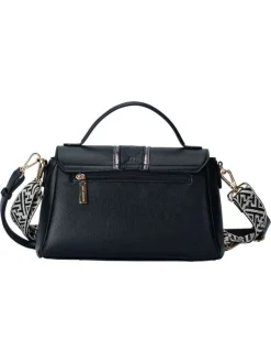 Mini sac à main noir uni avec une anse et 2 bandoulières ajustables