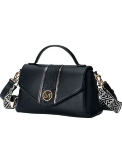 Mini sac à main noir uni avec une anse et 2 bandoulières ajustables
