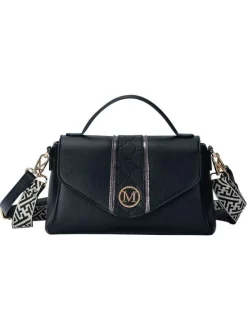 Mini sac à main noir uni avec une anse et 2 bandoulières ajustables