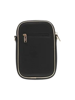 Mini Sac noir uni grainé avec fermeture zippée et marque embossée
