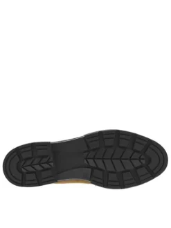 Mocassins camel à talon décroché bas avec des lacets ronds brillants