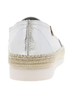 Mocassins en cuir argentés avec un aspect métallisé et des soufflets élastiqués