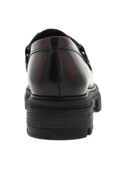 Mocassins en cuir bordeaux effet vieillit à semelle chuncky à talon décroché moyen
