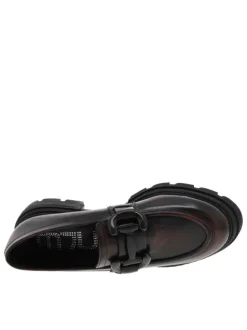 Mocassins en cuir bordeaux effet vieillit à semelle chuncky à talon décroché moyen