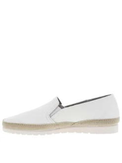 Mocassins en cuir grainé blancs avec des soufflets élastiqués
