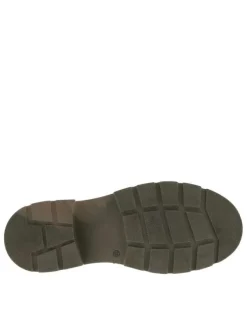 Mocassins en cuir noir coupe bateau à semelle type boots kakie sans fermeture