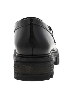 Mocassins en cuir noir coupe bateau à semelle type boots sans fermeture
