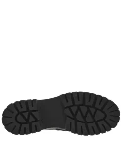 Mocassins en cuir noir à semelle plateau et coupe bateau à enfiler