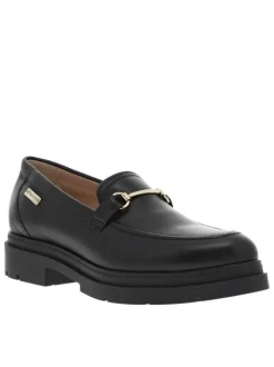 Mocassins en cuir noir à semelle plateau et coupe bateau à enfiler