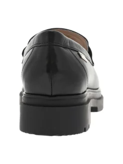 Mocassins en cuir noir à semelle plateau et coupe bateau à enfiler