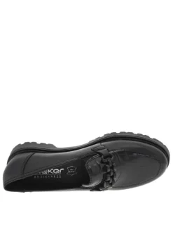 Mocassins en cuir noirs à semelle plate et à soufflets élastiqués