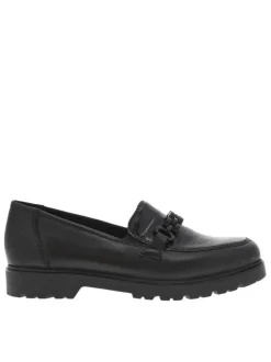 Mocassins en cuir noirs à semelle plate et à soufflets élastiqués