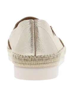 Mocassins en cuir platine aspect métallisé avec soufflets élastiqués
