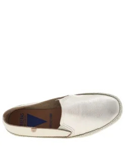 Mocassins en cuir platine aspect métallisé avec soufflets élastiqués