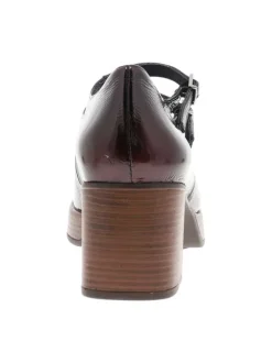 Mocassins en cuir vernis bordeaux avec semelle à talon décroché moyen et brides