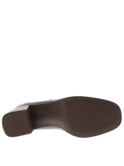 Mocassins en cuir vernis noir avec semelle à talon décroché moyen et brides
