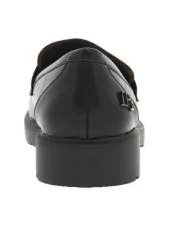 Mocassins noir avec imprimé léopard à talon décroché bas et à slip-on