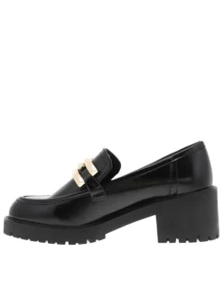 Mocassins noirs en matière lisse et mate avec semelle à talon décroché bas
