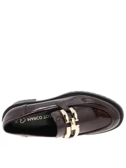 Mocassins noirs en matière lisse et vernie avec semelle à talon décroché bas