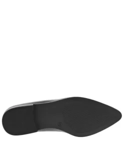 Mocassins noirs à talon décroché bas avec un imprimé léopard et une boucle dorée