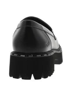 Mocassins noirs à talon décroché bas et à slip-on avec une semelle crantée