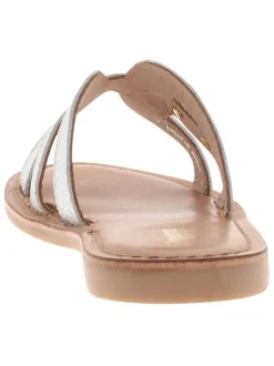 Mules en cuir blanc à semelles plates effet écaillé all-over