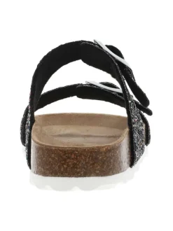 Mules noires avec sequins multicolores et 2 boucles à ardillon