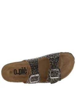 Mules avec motif léopard à talon plat avec boucles à ardillon