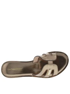 Mules Damia en cuir bronze aspect métallisé avec un talon plat