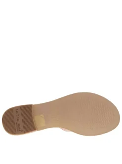 Mules en cuir café à semelle plate avec des surpiqûres ton sur ton