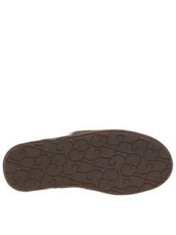Mules en cuir marron à talon plat pourvues de fausse fourrure