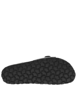 Mules en cuir noires avec boucle à ardillon et clous dorés Made in France