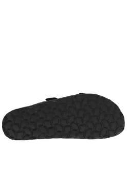 Mules en cuir noires à motif rectangulaire avec deux boucles à ardillon