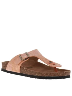 Mules femme en cuir effet croco ZELDA abricot