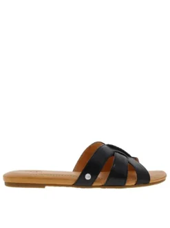 Mules femme en cuir TEAGUE noir