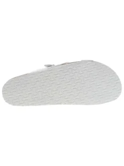 Mules Glitter en cuir argent à talon compensé bas et à boucle à ardillon