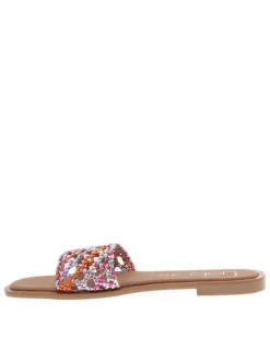 Mules Iolanda multicolores avec bride ajourée et logo métallique