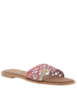 Mules Iolanda multicolores avec bride ajourée et logo métallique