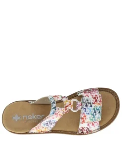 Mules multicolores à semelle compensée bas et à bandes auto-agrippantes