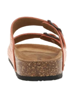 Mules Orphee oranges en cuir à motif peau de crocodile all over