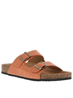 Mules Orphee oranges en cuir à motif peau de crocodile all over