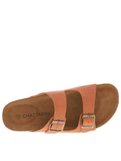 Mules Orphee oranges en cuir à motif peau de crocodile all over
