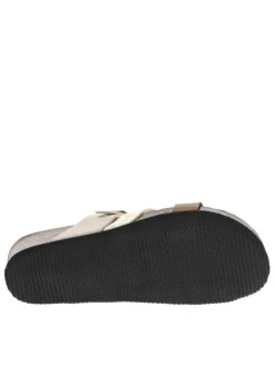 Mules or à talon semi-compensé avec une boucle à ardillon Made in France