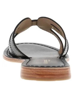 Mules à talon plat Damia noires en cuir avec bride unique sur la tige