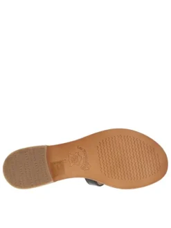 Mules à talon plat Damia noires en cuir avec bride unique sur la tige
