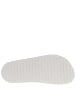 Nu-pieds blanches avec 2 boucles à ardillon et un aspect liège