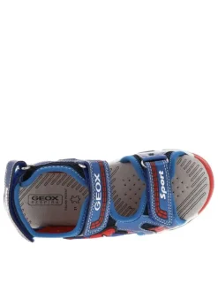 Nu-pieds bleues à semelle plate et à bandes auto-agrippantes